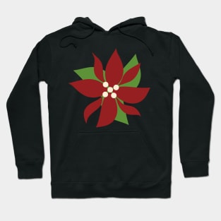 Vintage Christmas Poinsettia Retro Holiday Aesthetic Pattern With Winterberries Dark Background Hoodie